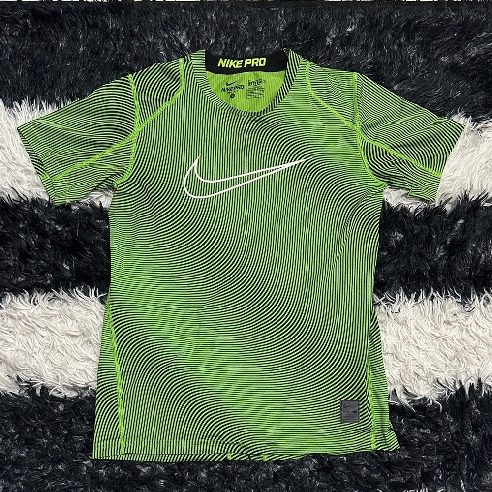 Nike Pro Youth Lime Green and Black Swirl Shirt, Large